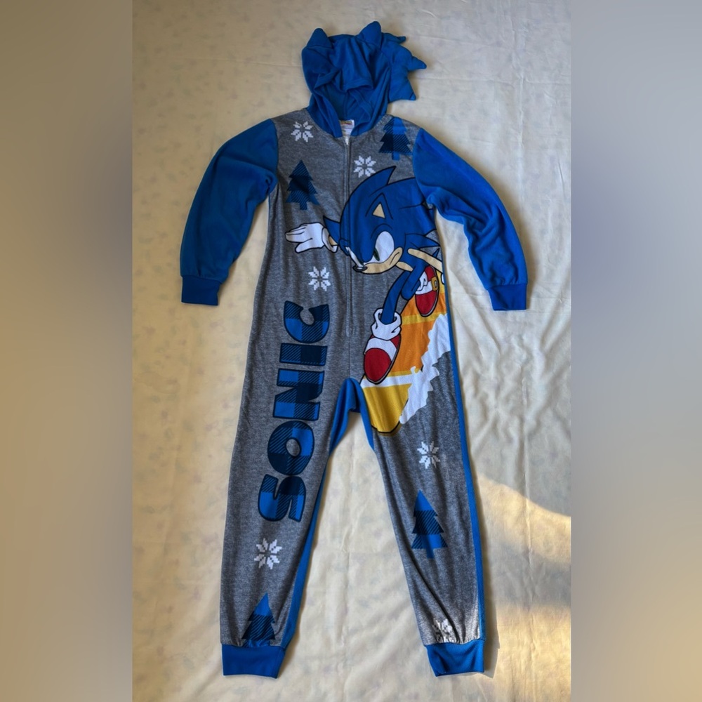 Sonic the Hedgehog Kids Footie Pajama - Blue and Gray Size M (8)